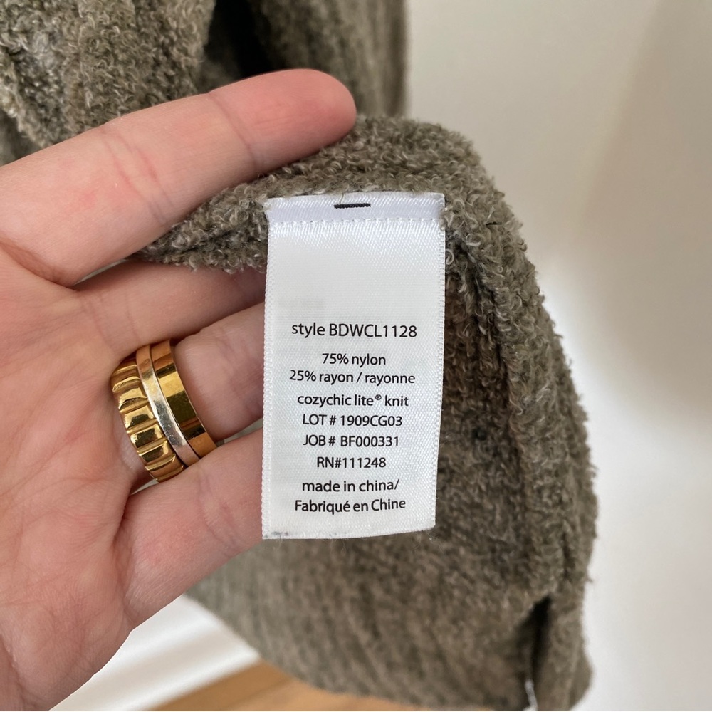 Barefoot Dreams CozyChic Lite Cable Open Knit Cardigan Loden Olive Large - Picture 7 of 7